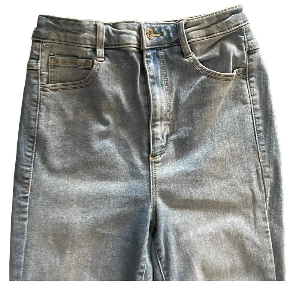 Garage Light Wash Distressed Faded High Rise Skinny Leg Denim Jeans SZ 5 26x28